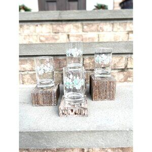 Vintage Corelle/Corning Callaway Ivy Patterned Clear Juice Glasses.